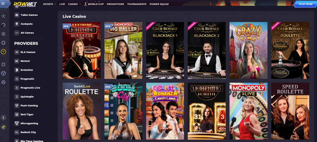 powbet casino live games
